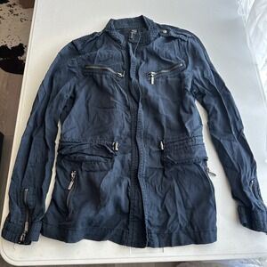 Max Jeans Jacket Women Size Small Navy Zipper Pockets